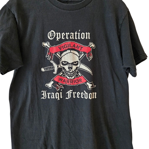 Black Vintage T-shirt w Skull US Military Middle East Actions 1994-2003 / Sz M - Picture 2 of 8